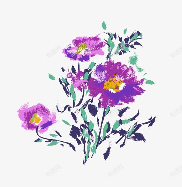 紫色花卉png免抠素材_新图网 https://ixintu.com 古典花卉 水彩画 紫色花