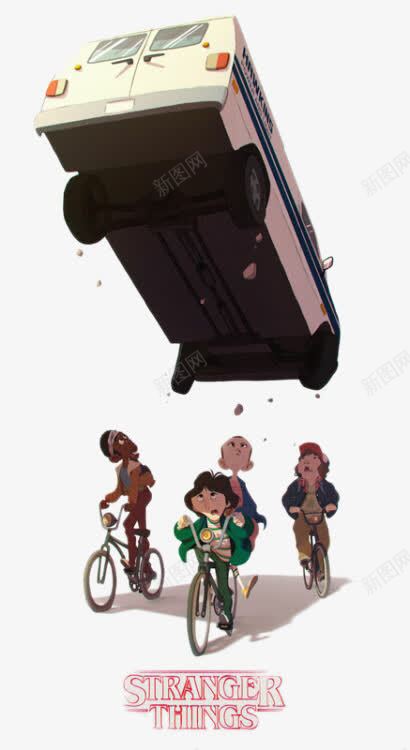 四个骑行者与甩来的机车png免抠素材_新图网 https://ixintu.com 卡通手绘 插画 机车 骑行者