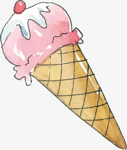 卡通清新甜筒冰淇淋矢量图素材