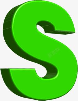 绿色卡通立体字母素材