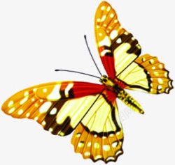 黄色卡通手绘蝴蝶美景时尚素材