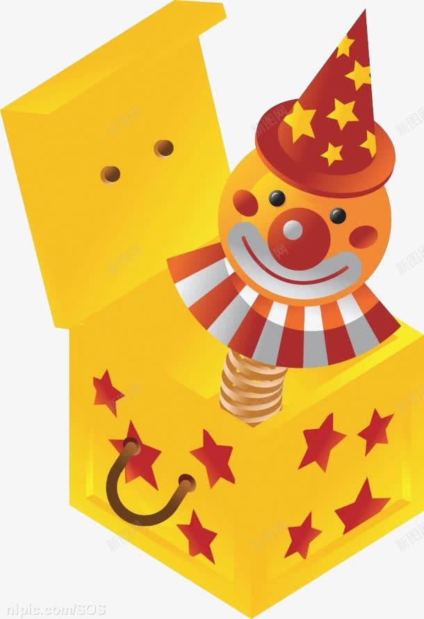 魔法玩具盒png免抠素材_新图网 https://ixintu.com 卡通 小丑 星星 魔法 魔法盒