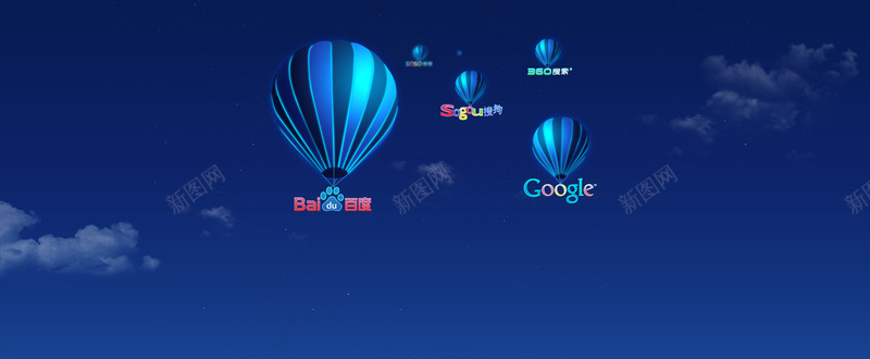 天空中热气球logo背景
