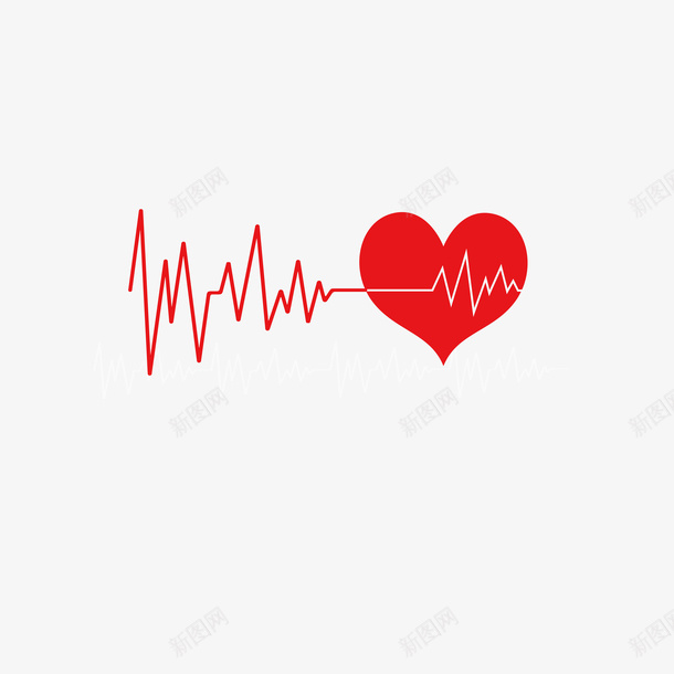 心脏线条矢量图eps免抠素材_新图网 https://ixintu.com 失量图 底纹设计 心电图 心脏 心脏线条 海报设计 红色心形 矢量图