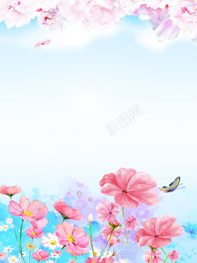 粉色花朵妇女节促销背景背景