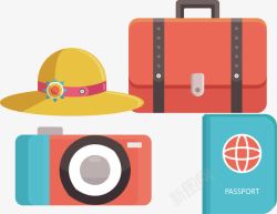 整理出国旅游行李矢量图素材
