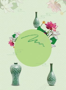 中国风古典清朝陶瓷艺术海报背景素材背景