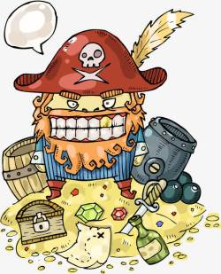 卡通复古海盗和宝藏素材