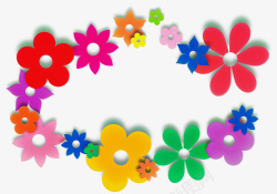 新春快乐马年漂亮的彩色花朵花环装饰高清图片