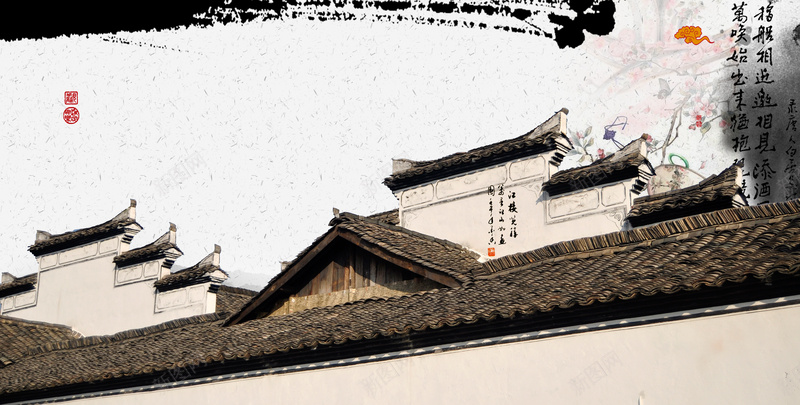 中国风古建筑背景jpg设计背景_新图网 https://ixintu.com 中国风 古建筑 笔刷 屋檐 文化