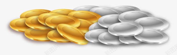 金币和银币堆png免抠素材_新图网 https://ixintu.com 金币 金币矢量 金币素材 银币