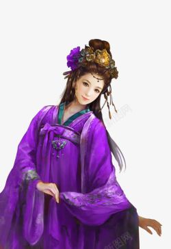 紫衣头饰古典美女素材