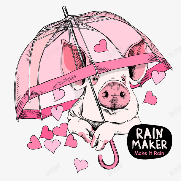 粉黑色打伞的卡通猪矢量图ai免抠素材_新图网 https://ixintu.com 卡通 卡通猪 打伞 猪 白色 粉色 粉色猪 黑色 矢量图