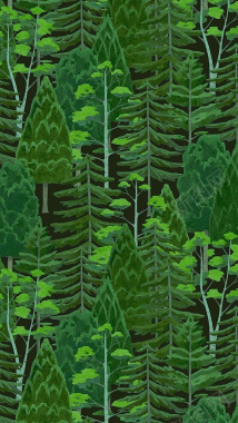 植物背景松树林背景手绘绿色H5背景背景