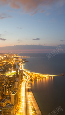 海边城市的夜景H5背景背景