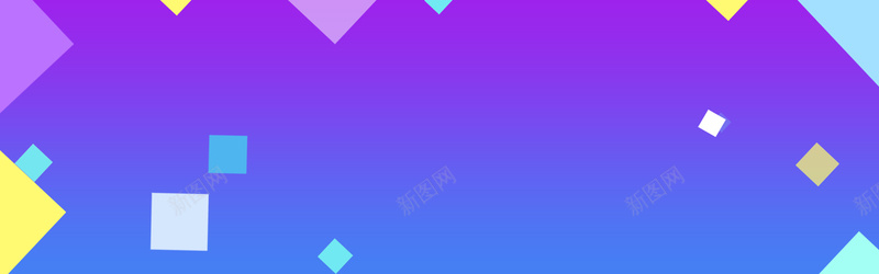 蓝紫色渐变几何简约方块banner背景