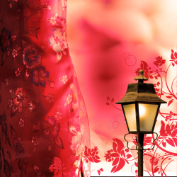 路灯花纹红色性感旗袍婚庆背景高清图片