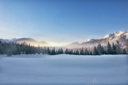 喀纳斯喀纳斯雪山晨雾高清图片