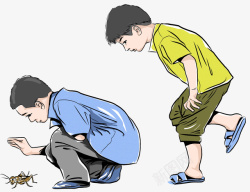 抓昆虫抓蟋蟀的男孩高清图片