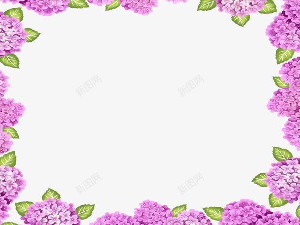 紫色花簇png免抠素材_新图网 https://ixintu.com 紫色花簇 纹理 边框