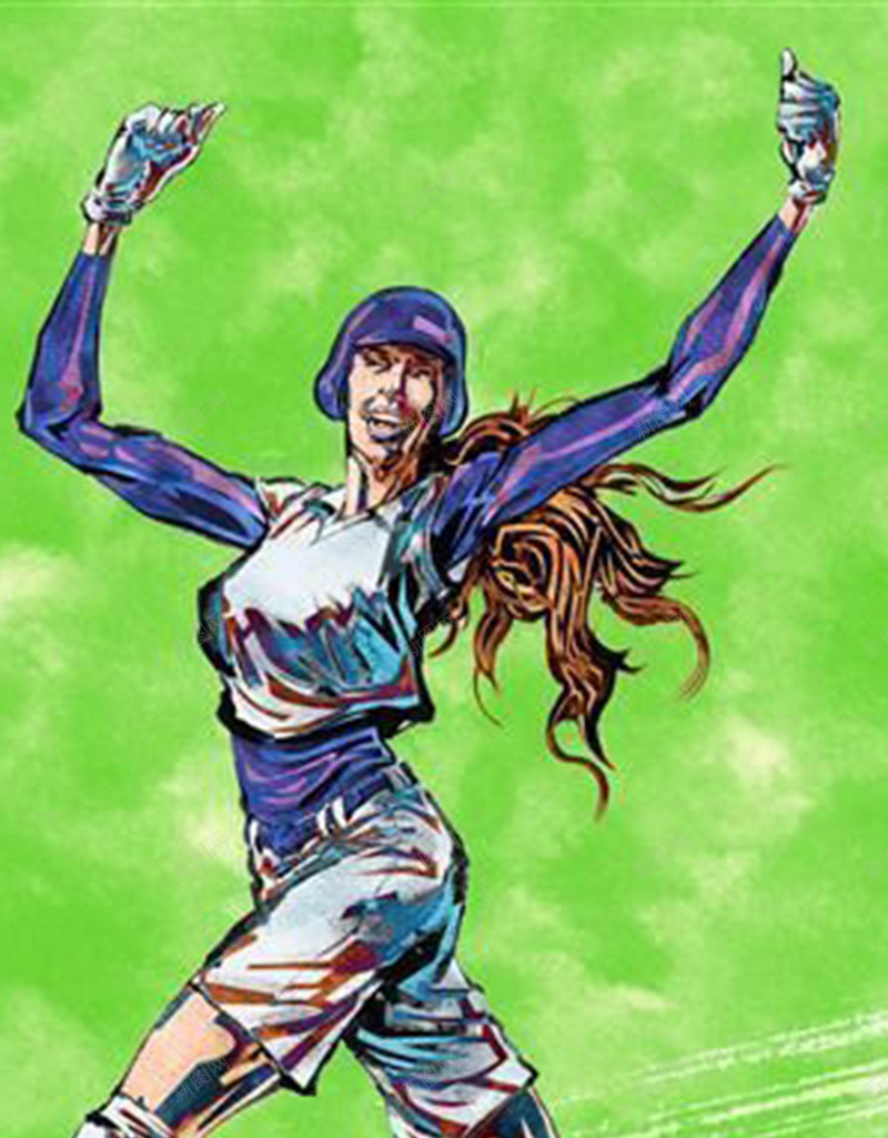 绿色手绘运动女子背景图jpg设计背景_新图网 https://ixintu.com 手绘 棒球 比赛 绿色 运动 质感 纹理