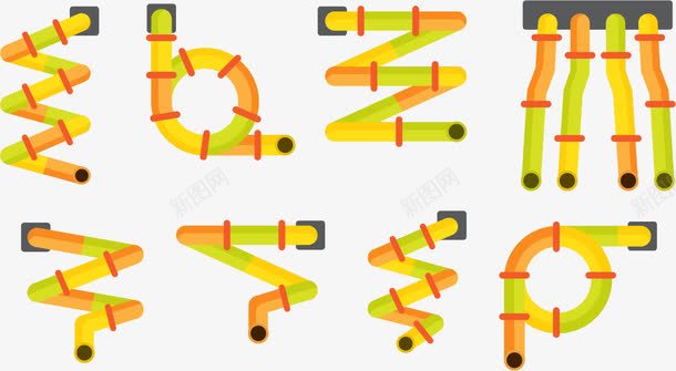 黄色水管png免抠素材_新图网 https://ixintu.com 市政管道 弹簧管 水管 液压装置 输水