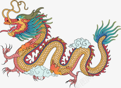 威武的石狮子彩色中国龙形象元素高清图片