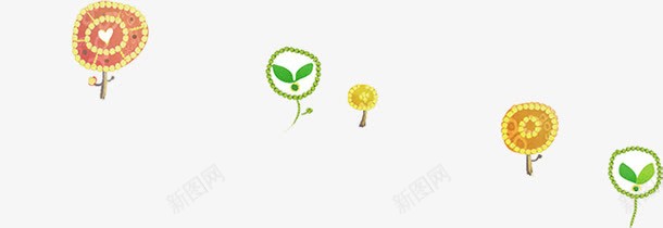 卡通清新植物创意树叶小花png免抠素材_新图网 https://ixintu.com 创意 卡通 树叶 植物 清新