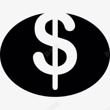 美元的符号在黑色的椭圆形图标图标