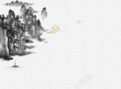 墨松树仙鹤山中国风墨点背景高清图片