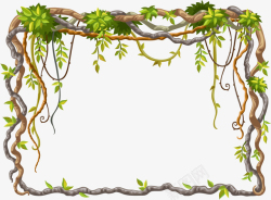 树林绿色树枝苔藓藤条树枝环绕边框矢量图高清图片