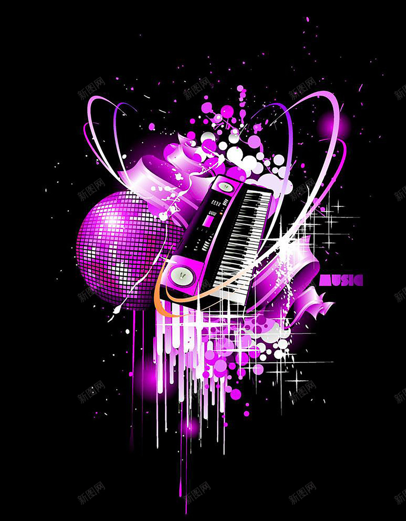 音乐宣传海报背景图jpg设计背景_新图网 https://ixintu.com 炫酷 黑色 紫色 音乐 话筒 激情 狂欢