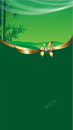 绿蝴蝶结中国风竹子文化矢量H5背景素材高清图片