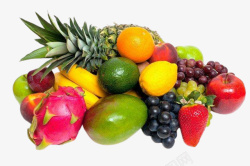 水果葡萄火龙果水果堆素材