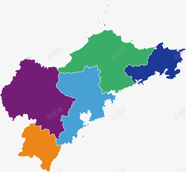 胶东五市地图png免抠素材_新图网 https://ixintu.com 地图 板块 胶东 行政划分