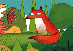 红色小狐狸儿童画红色小狐狸秋天高清图片