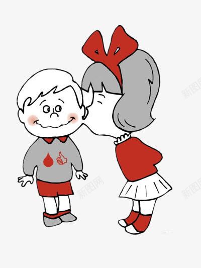 女孩亲吻男孩png免抠素材_新图网 https://ixintu.com 亲吻 人物 卡通 图片