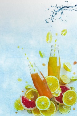 夏日鲜橙鲜橙榨汁小清新果汁高清图片