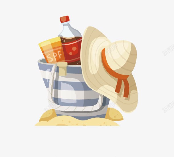 沙滩太阳帽和可乐png免抠素材_新图网 https://ixintu.com 可乐 夏天 太阳帽 旅游