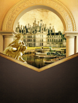 古堡风景欧风家族房地产海报背景素材高清图片
