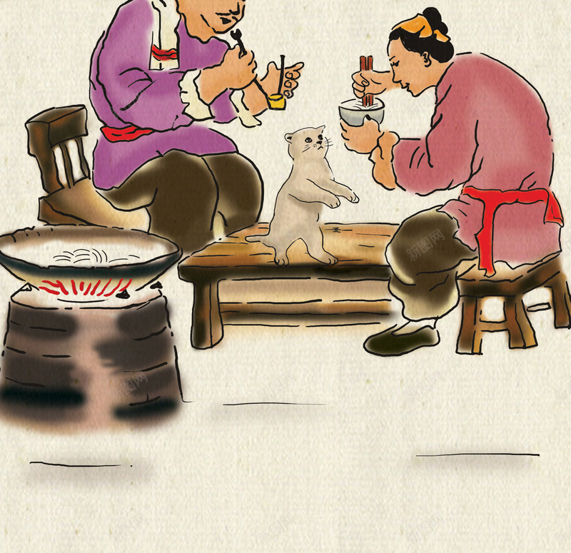 中国风海报背景jpg设计背景_新图网 https://ixintu.com 中国风 水墨画 古代人物 餐饮 美食 海报背景