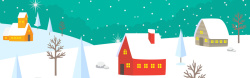 雪堆卡通圣诞节绿色卡通电商狂欢banner高清图片