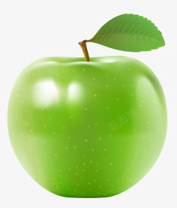 带水珠苹果整个青苹果带叶子高清图片