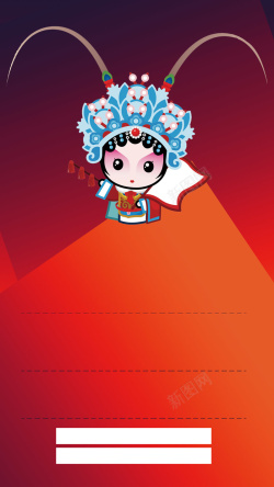 h5素材玩电脑女性卡通的京剧人物H5素材背景高清图片