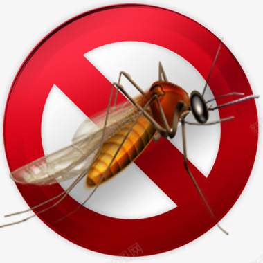 卡通红色圆形禁止蚊子害虫图标免图标