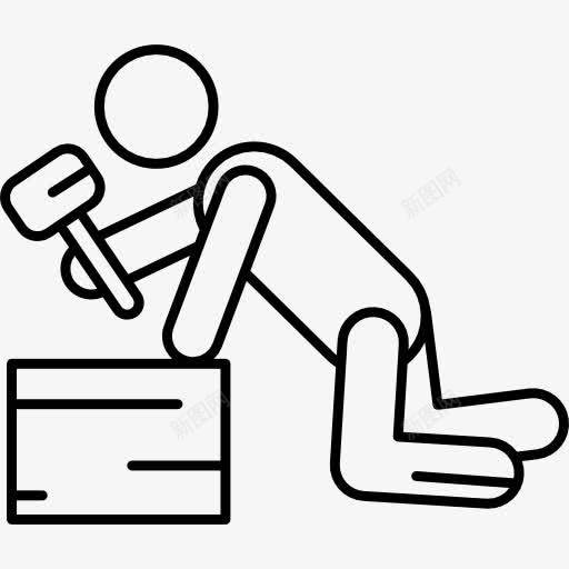 男人跪在地上用锤子图标png_新图网 https://ixintu.com 人 工人 工作 工具 粘人 锤子