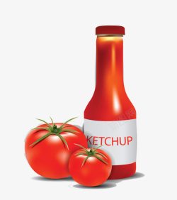 番茄和番茄酱瓶图案素材
