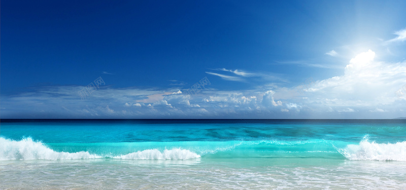 海浪背景jpg设计背景_新图网 https://ixintu.com 蓝天 大海 海浪 沙滩 海报banner 摄影 风景