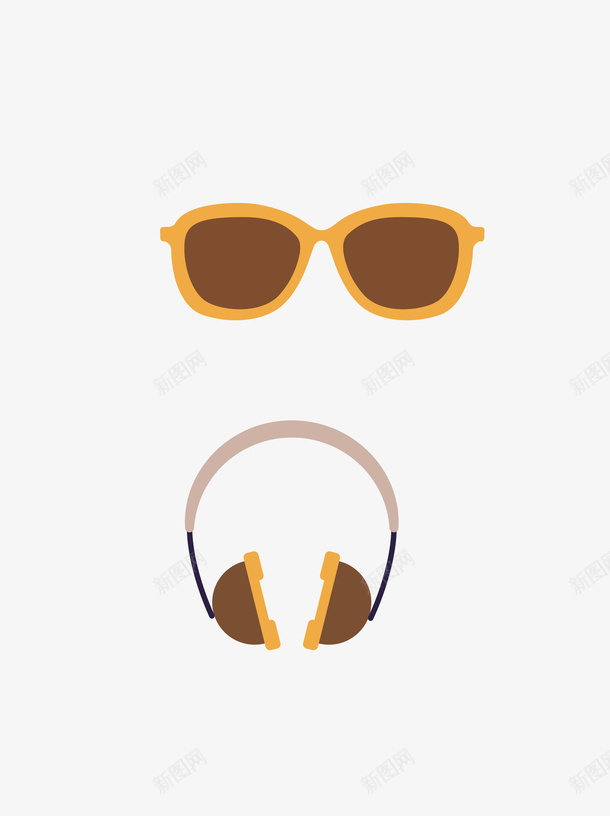 暗色眼镜与耳机矢量图eps免抠素材_新图网 https://ixintu.com 暗色眼镜 矢量耳机 耳机 音乐 矢量图