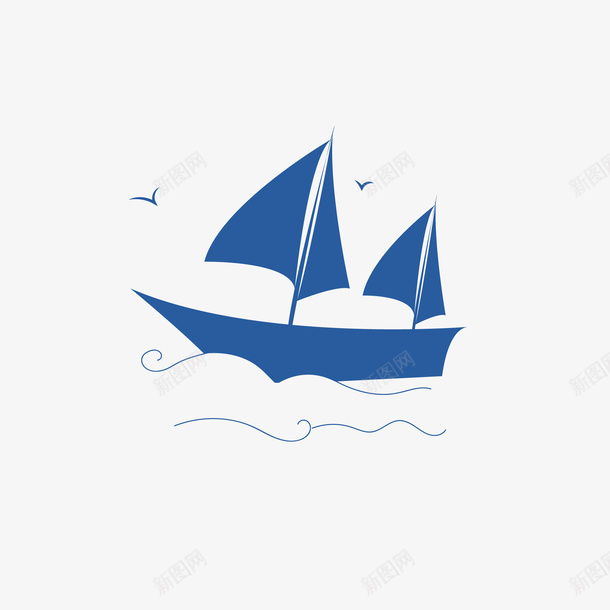 蓝色帆船小图标psd_新图网 https://ixintu.com 图标 帆船 船 蓝色